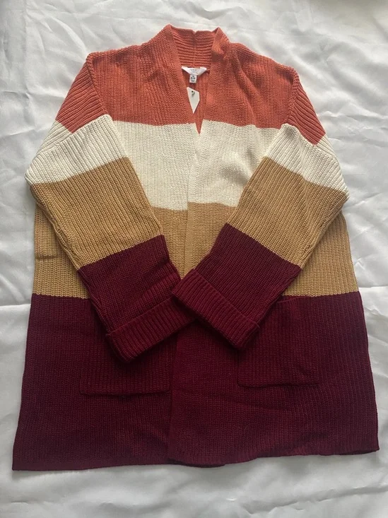 Time and Tru Striped Open Cardigan Size Medium NWT - Picture 2 of 5